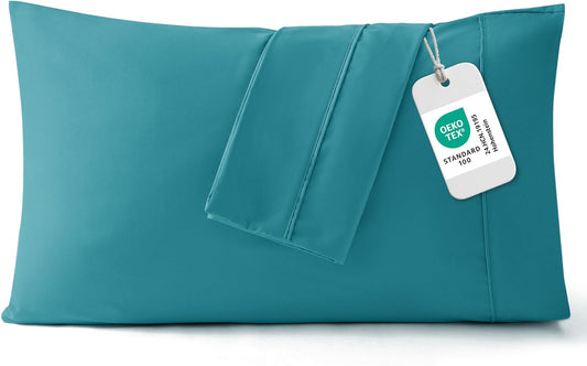 Bedsure Pillow Cases Standard Size Set of 2 - Teal Brushed Microfiber Pillowcases, Super Soft Pillowcase, Pillow Case Covers with Envelope Closure, Wrinkle, Fade and Stain Resistant, 20x26 Inches