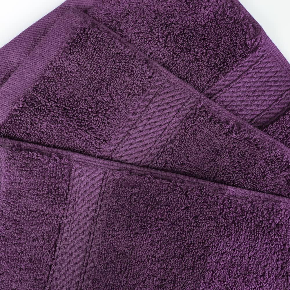 Superior Egyptian Cotton Pile 3 Piece Towel Set, Includes 1 Bath, 1 Hand, 1 Face Towel/Washcloth, Ultra Soft Luxury Towels, Thick Plush Essentials, Guest Bath, Spa, Hotel Bathroom, Plum