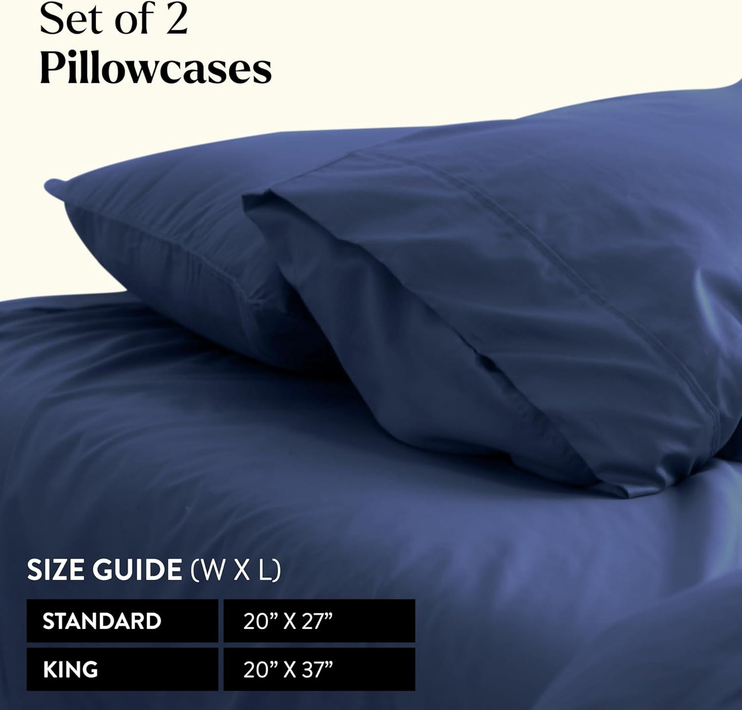 Miracle Made Extra Luxe Soft Cooling Pillowcase, 2-Piece Silver-Infused Cotton Fabric – Lightweight, Thermoregulating, Breathable Cover for Sensitive Skin, Standard Size, Navy Blue