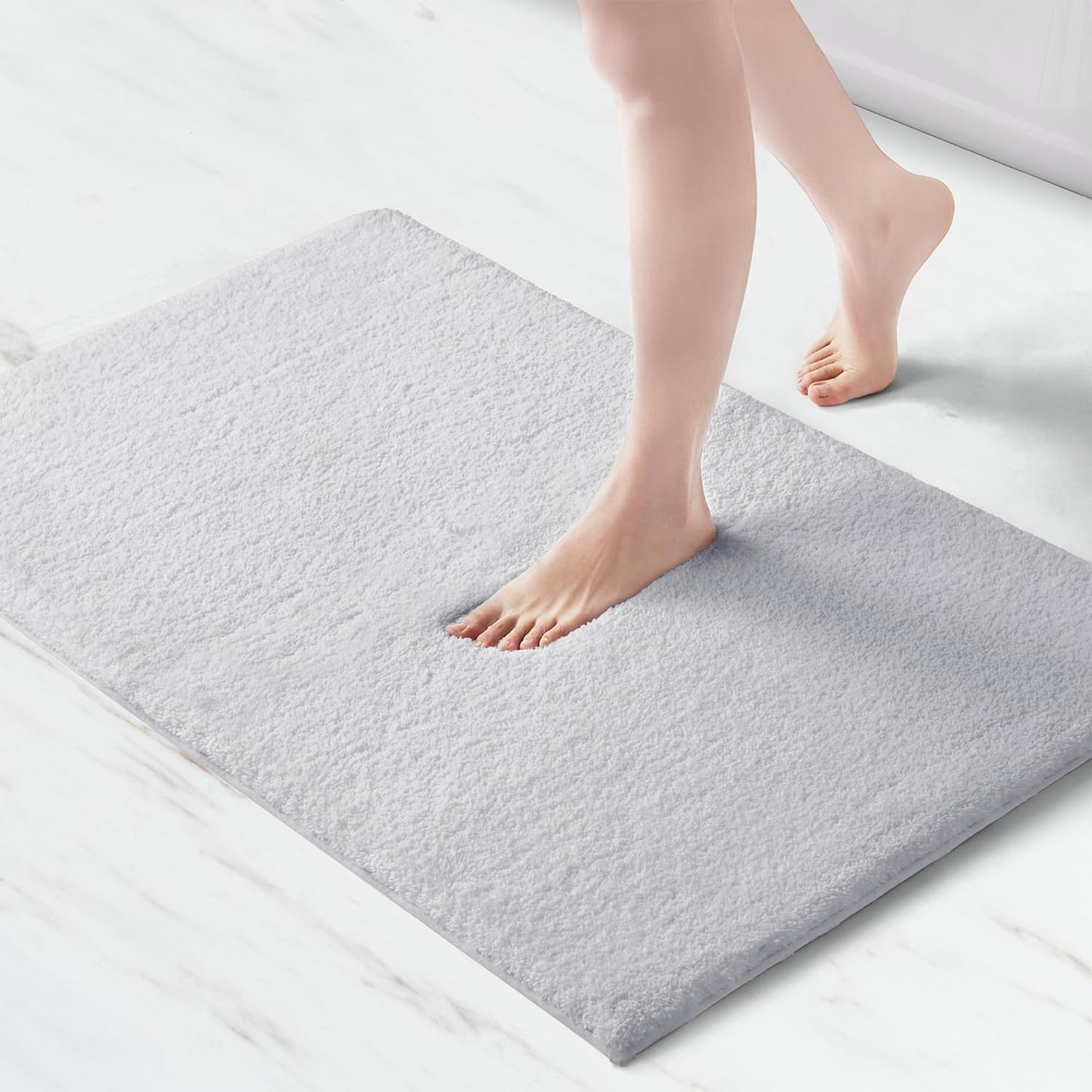 Madison Park Signature Non Slip, Luxrurious Plush Mat, Absorbent, Quick Dry, Spa Design Bath Room Décor Marshmallow Bathroom Rug, 2'x3'4", Silver