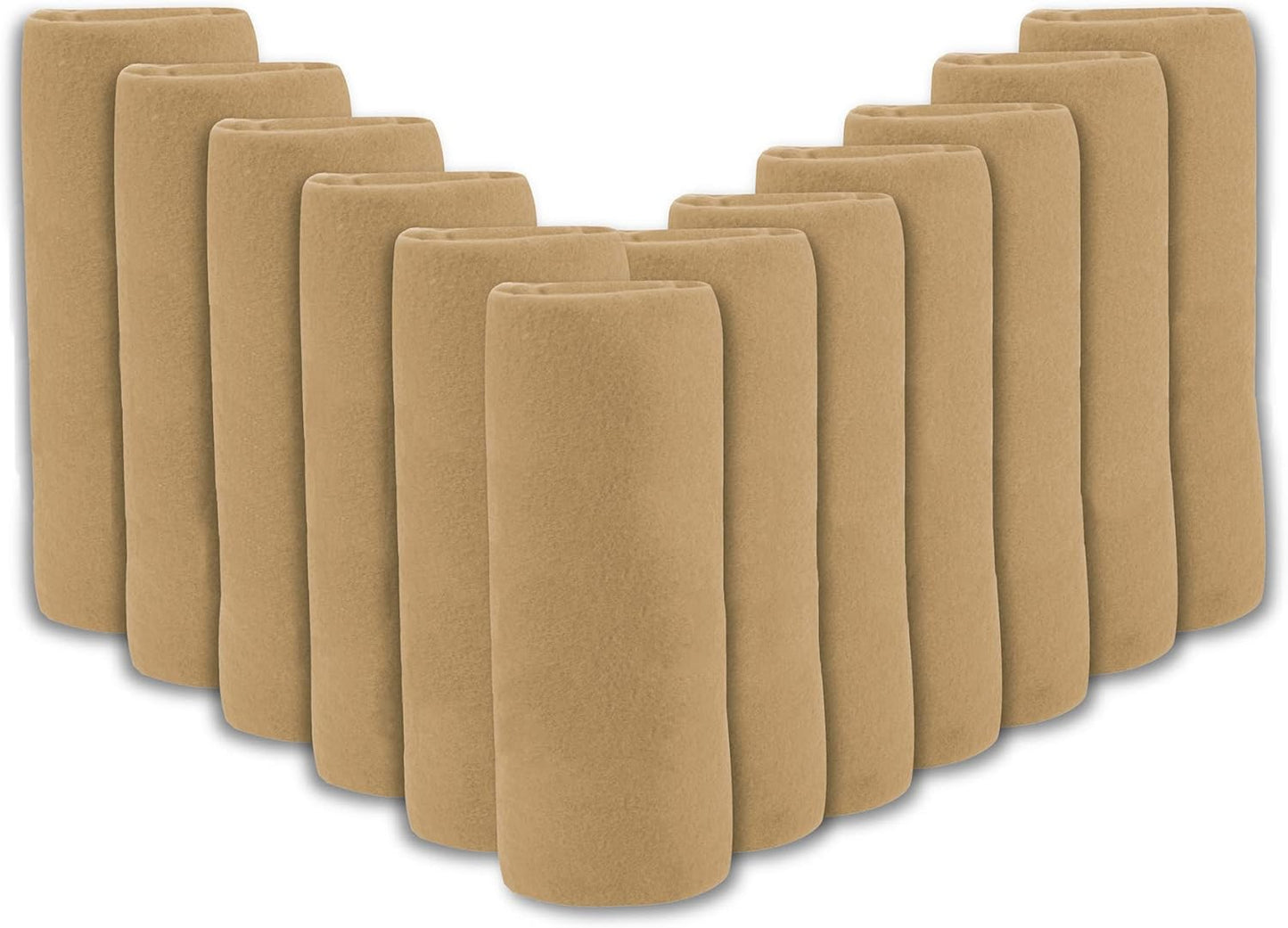 (24 Pack) Bulk Fleece 50x60 Throw Blankets for Wedding Favors, Homeless Women, Men, Homes, Bed, Sofa, Couch, Office, Pet Blankets, Travel | Soft Warm Lightweight Throw Blankets in Bulk (Khaki)