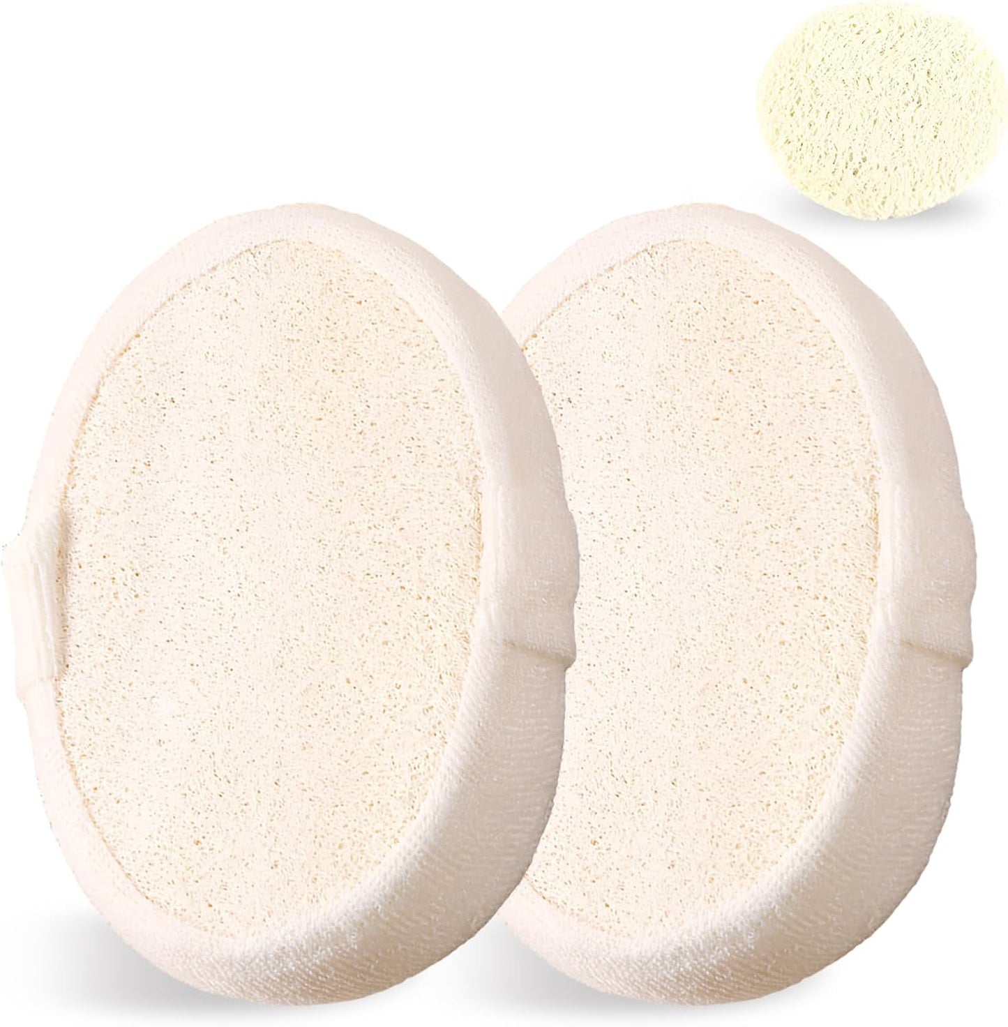 Natural Shower Loofah Sponge Exfoliating Body Scrubber，Natural Organic Beauty Exfoliating Loofah for Men and Women, Suitable for Cleansing Face Scrubber and Body Bath 2PCS (1 Small + 1 Large)