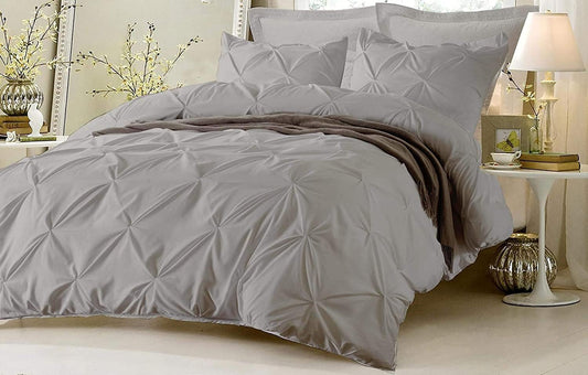 Egyptian Oversized King Duvet 800 Thread Count 100% Egyptian Cotton Pinch Pleated Cover for Comforter Breathable Long Lasting Satee Weave Qulit Duvet Cover - 1 Piece (Silver Grey)