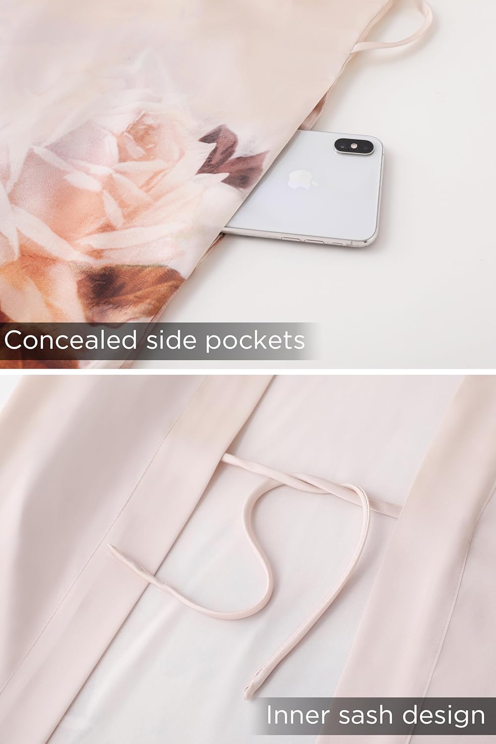 PRODESIGN Kimono Robe for Women - Long Satin Sleepwear Silky Kimono Cover-Up Nightgown Japanese Bathrobe Loungewear Blouse