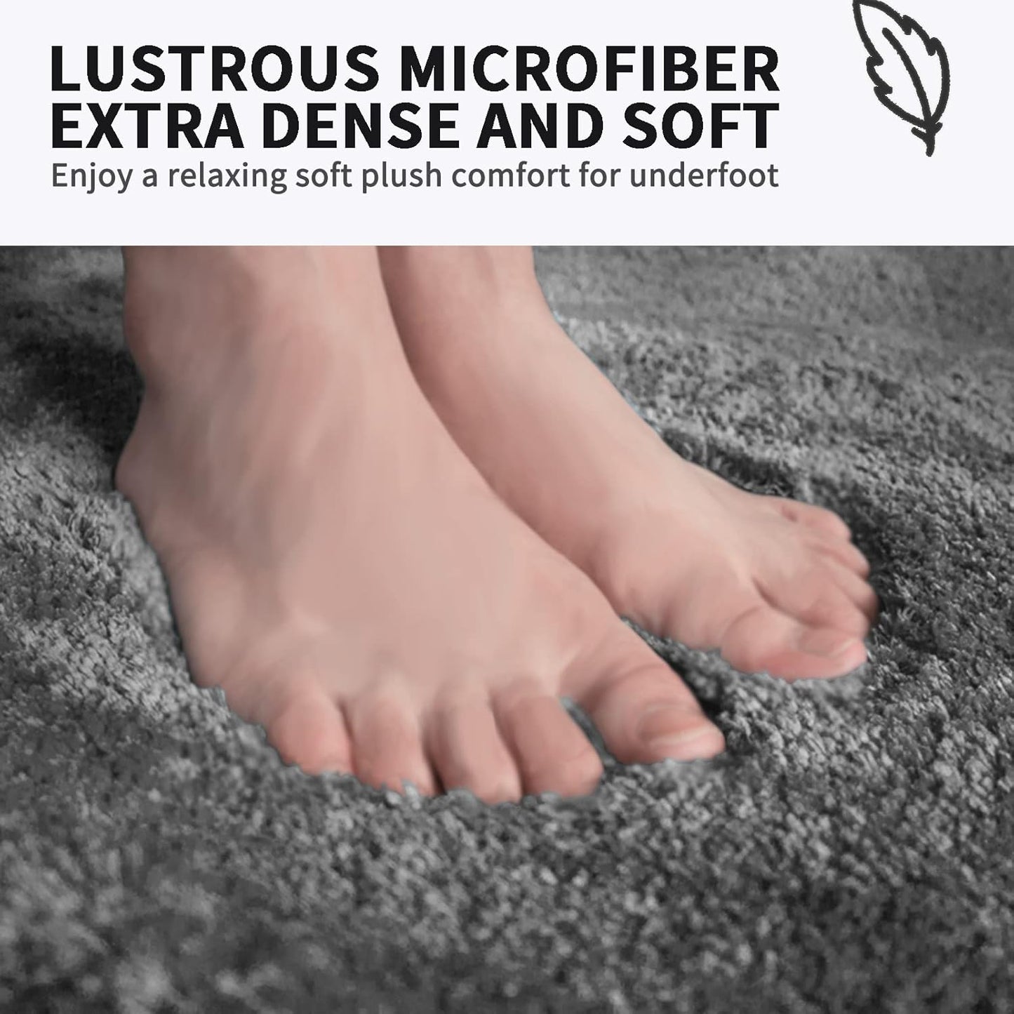 FIFU Bathroom Rugs 20" W x 32" L, Bath Mat for Bathroom, Bedroom, Laundry Room & Kitchen, Non-Slip Rubber Latex Backing, Extra Soft and Absorbent Microfiber Carpet, Machine Washable Rug, Dark Gray