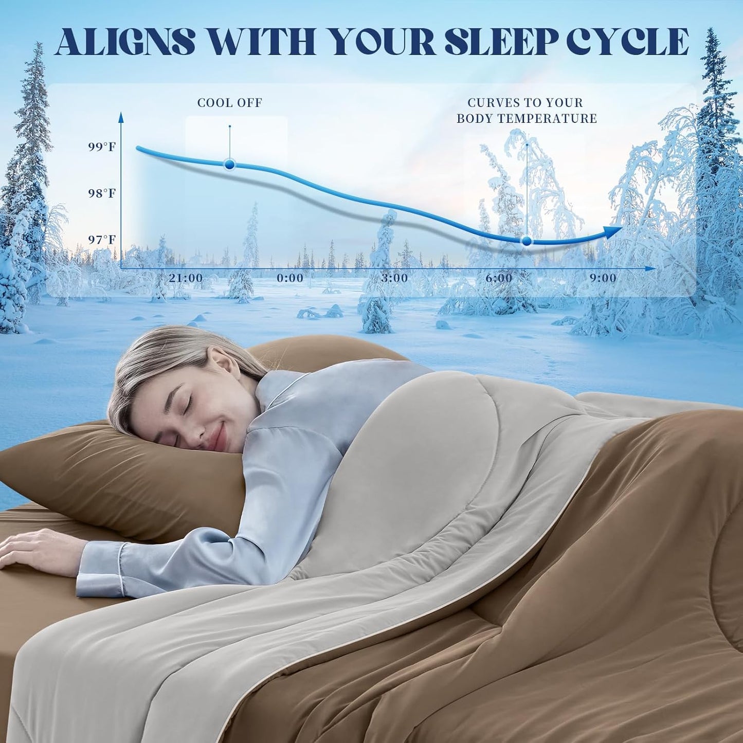 Cooling Comforter King Size, Double-Sided Cooling Blanket for Hot Sleepers & Night Sweats, Arc-Chill Q-Max > 0.4 Breathable Ice Blanket, Lightweight Cold Comforter (108''x90'', Brown)