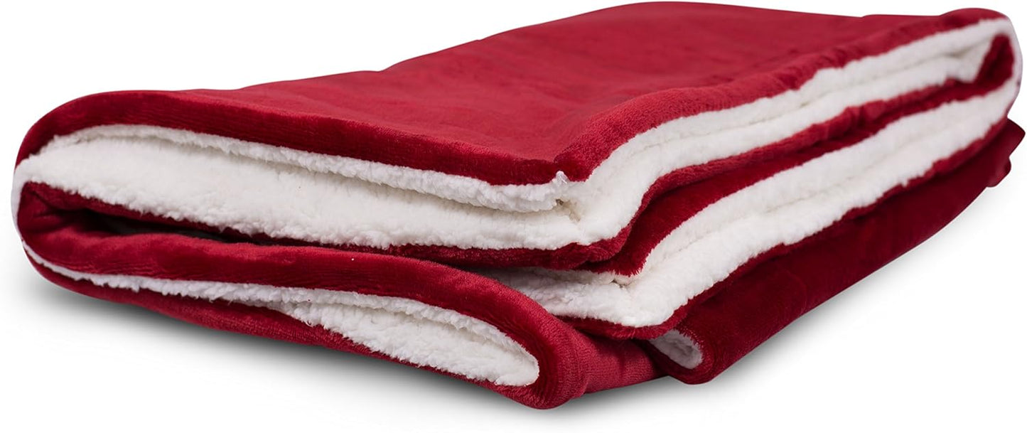 Internet’s Best Plush Reversible Sherpa Throw Blankets - Burgundy (Red) - Ultra Soft Couch Blanket - Light Weight Sofa Throw - 100% Microfiber Polyester - Easy Travel - Bed - 50 x 60