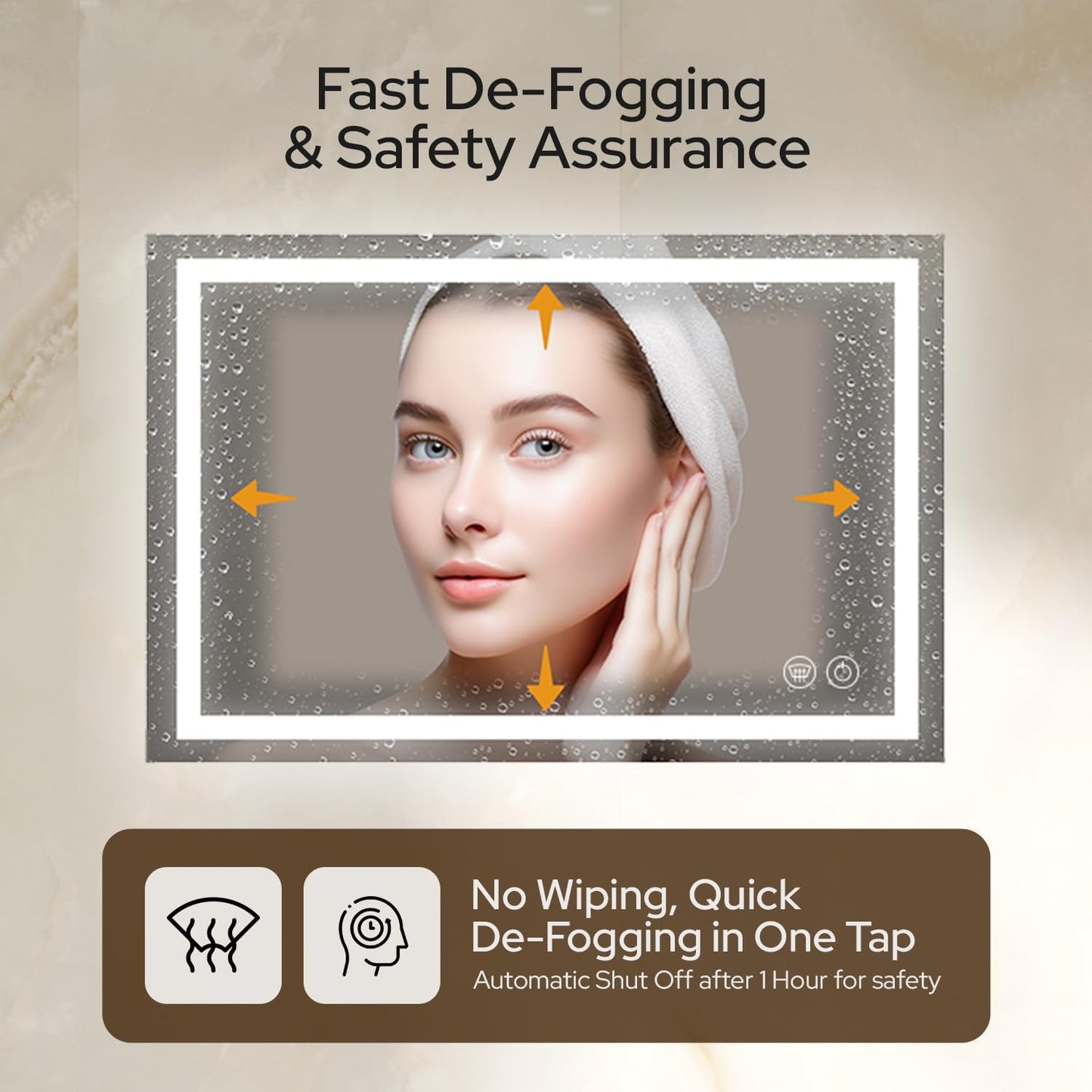 40 x 32 LED Vanity Mirror for Bathroom, Frontlit & Backlit LED Mirror for Bathroom with 3 Colour Lights, Wall Vanity Mirror with Anti-Fog, Shatterproof & Memory Function, Perfect for Modern Bathrooms