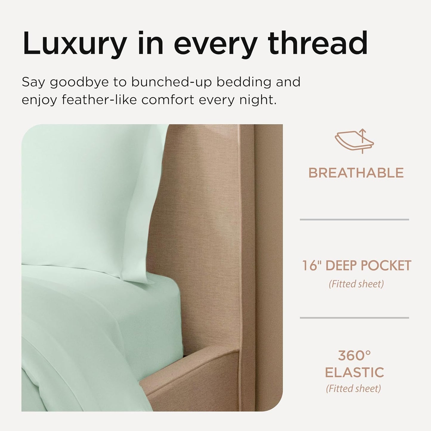 Threadmill California King Sheet Sets | 600 Thread Count Cal King Bed Sheets Set with 16” Deep Pocket | Sateen Weave 4-Piece Bedding Set with Cooling Effect | Seaglass