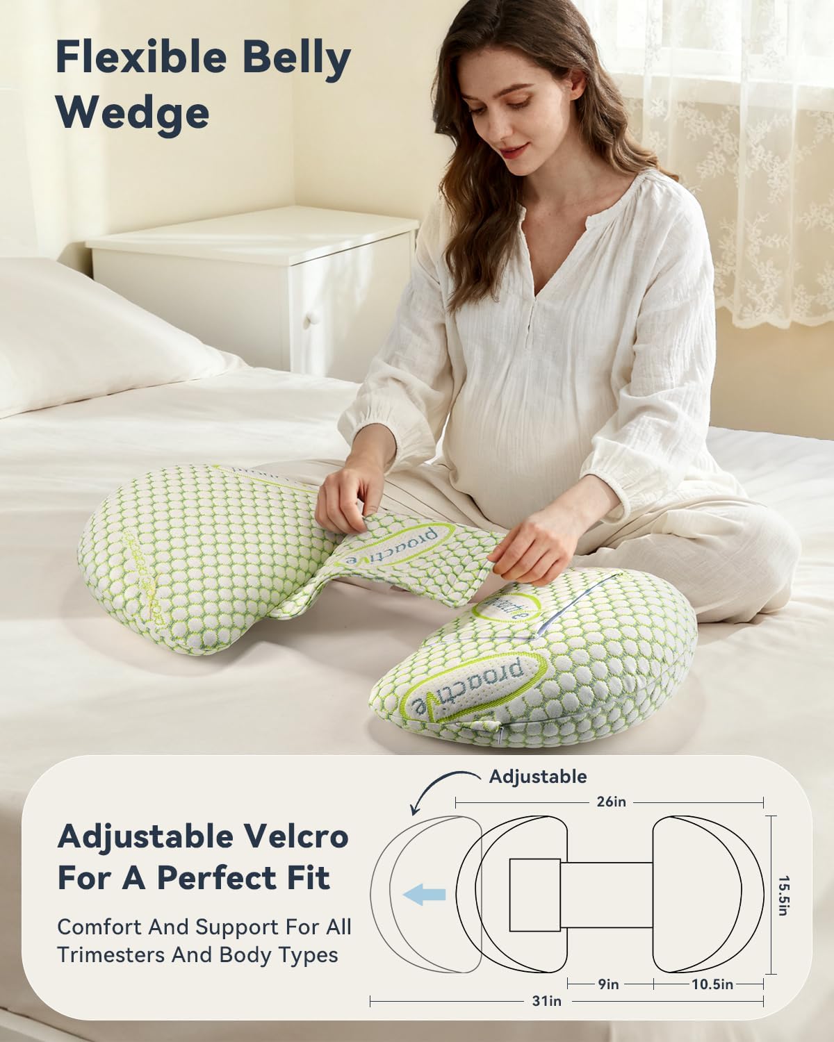 Memory-Foam Pregnancy Pillow for Sleeping - Upgrade Material Maternity Pillow for Pregnant Women - Quality Cooling Travel Wedge Pillow for Back, Belly, and Hip Relief, Gifts for Pregnant Women