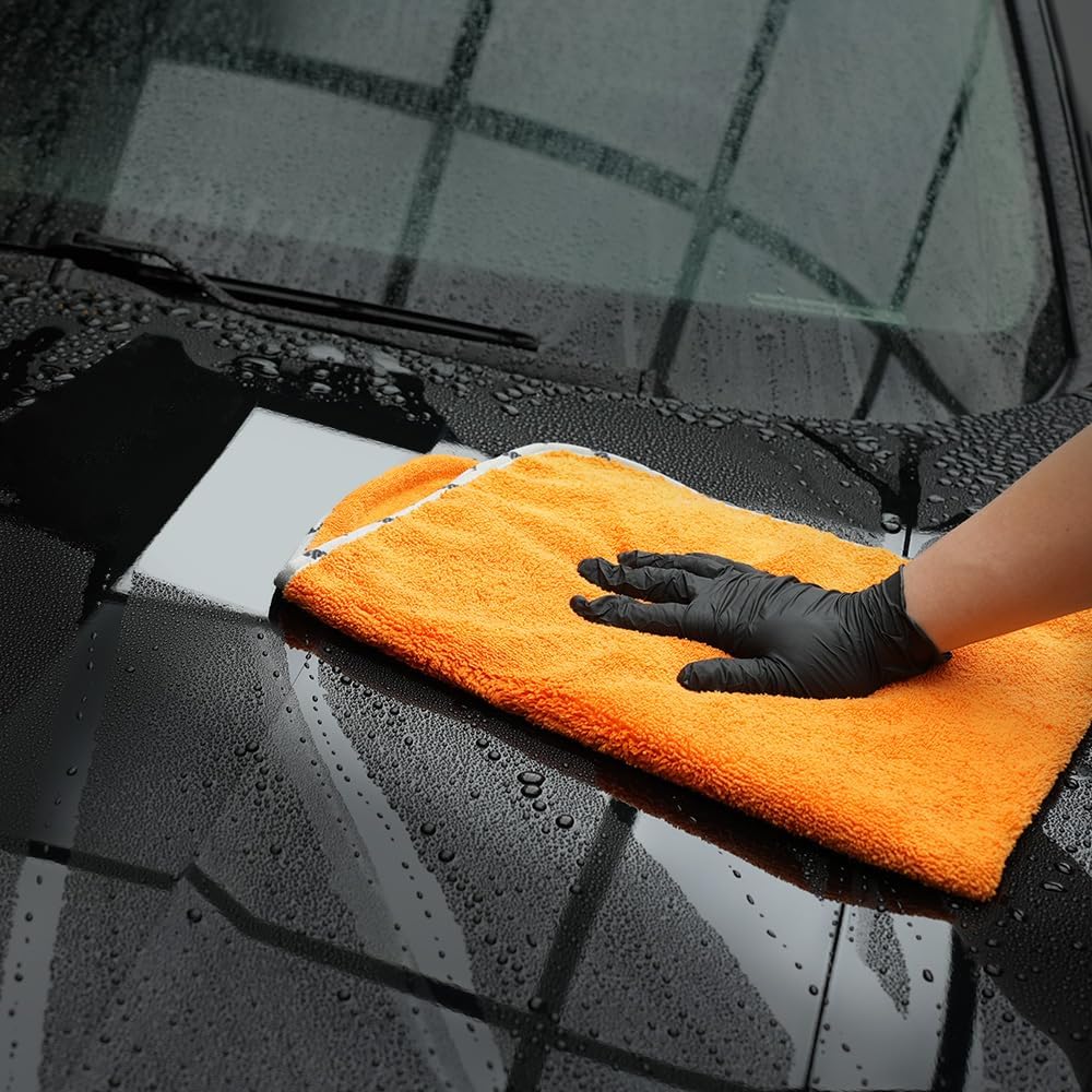 SPTA Drying Towel, Microfiber Car Drying Towel, 1 Pack Highly Absorbent, Scratch Free Large Car Wash Drying Towel for Car Washing, Drying & Auto Detailing, 23.8 x 30.9 inch, Orange-MT032