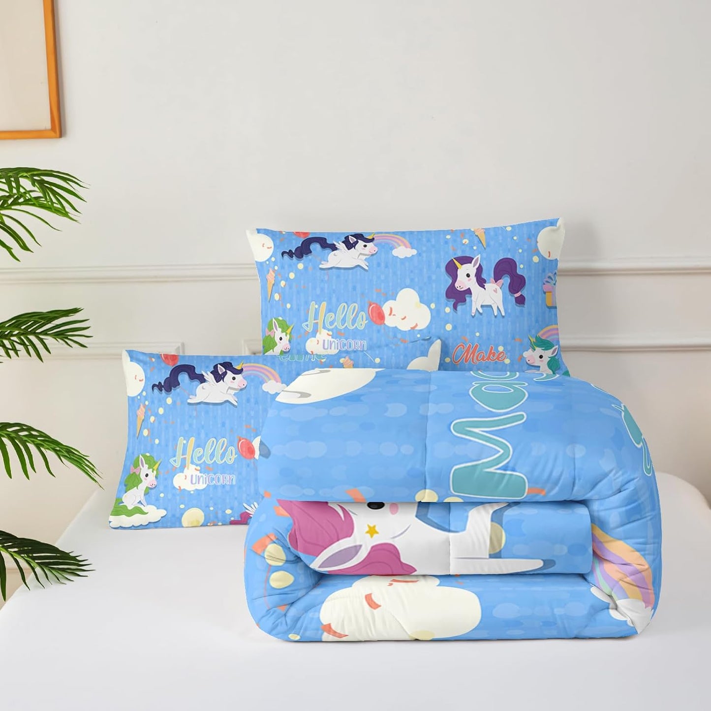 Rainbow Unicorn Comforter Set Full，Kids Bedding Sets for Girls Full Unicorn