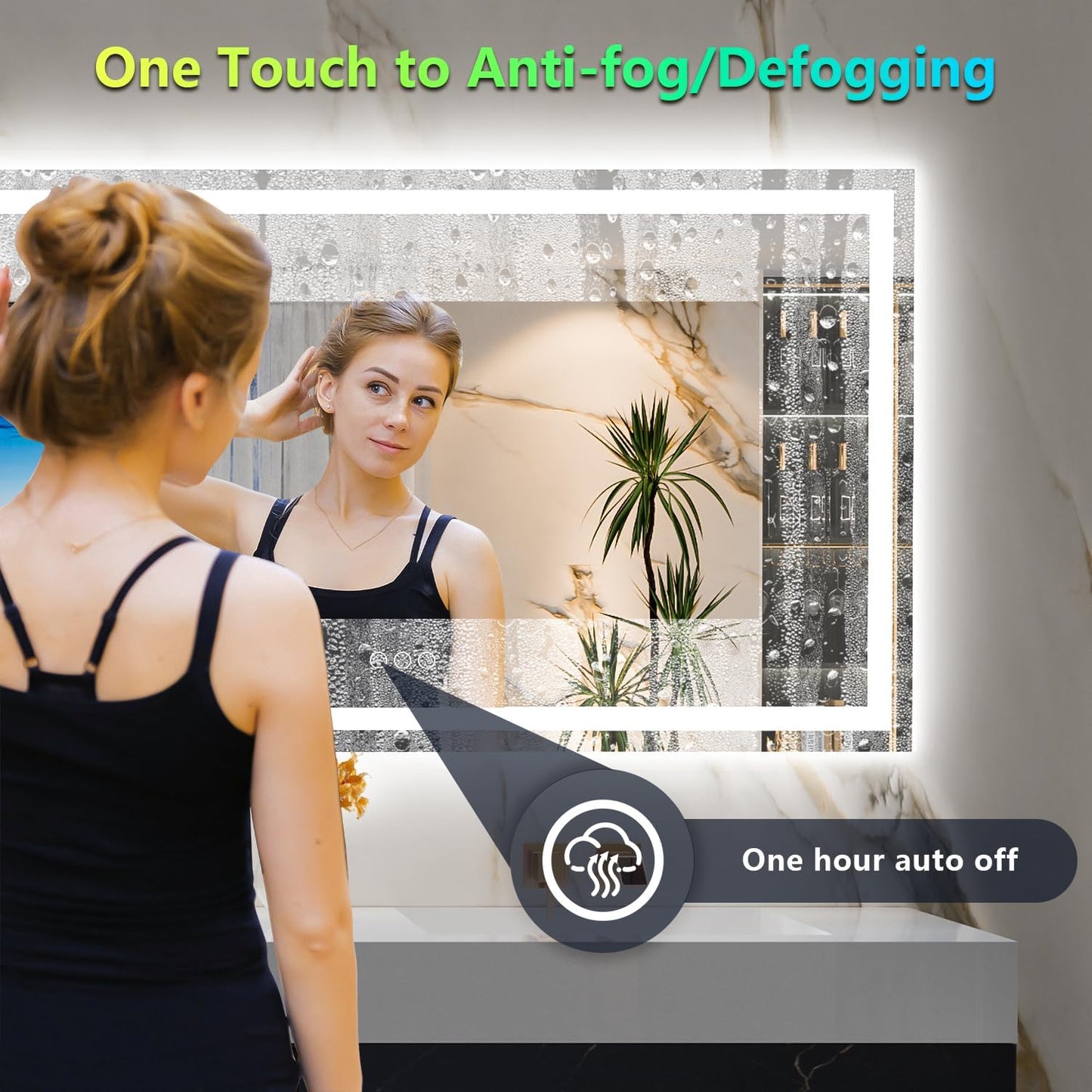 96x36 Inch RGB LED Bathroom Mirror Front Light and RGB Backlit Lighted Vanity Mirror for Bathroom Wall Mounted Dimmable Anti Fog Memory Shatter-Proof IP54 Waterproof Horizontal/Vertical