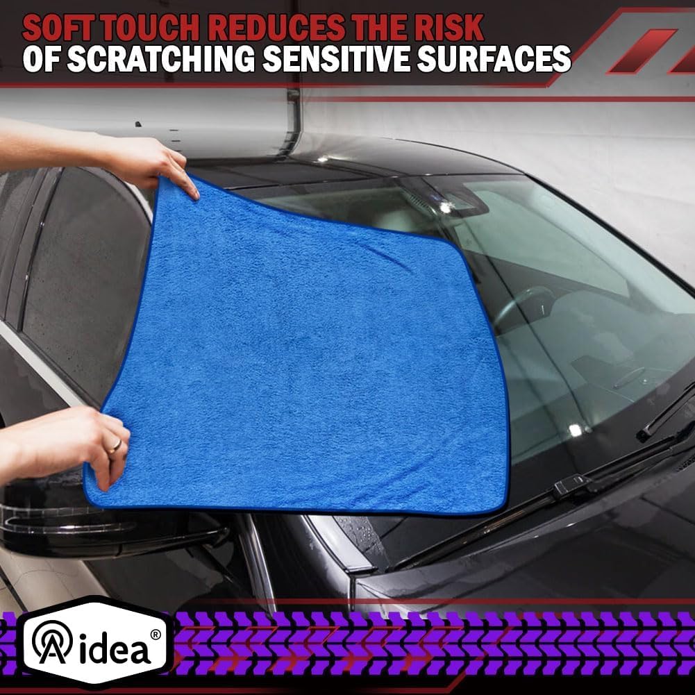 AIDEA Microfiber Towels for Cars-2PK, Large Professional Car Drying Towel, Scratch-Free & Absorbent Drying Towel for Cars, SUVs, RVs, Trucks, and Boats, 24inx 31in, Blue