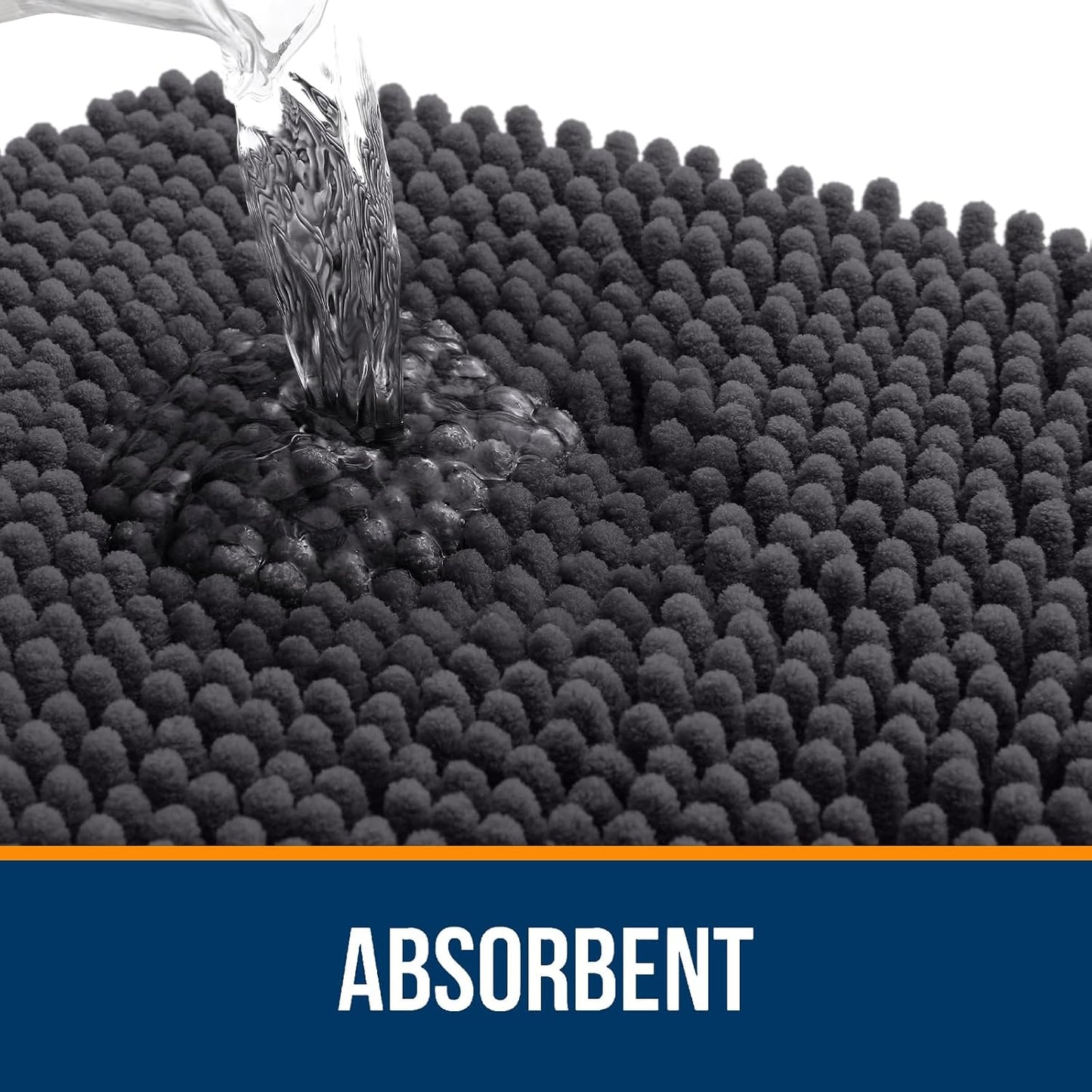 OLANLY Bathroom Rugs 47x20, Extra Soft Absorbent Chenille Bath Rugs, Rubber Backing Quick Dry, Machine Washable Bath Mats for Bathroom Floor, Tub and Shower, Home Decor Accessories, Dark Grey