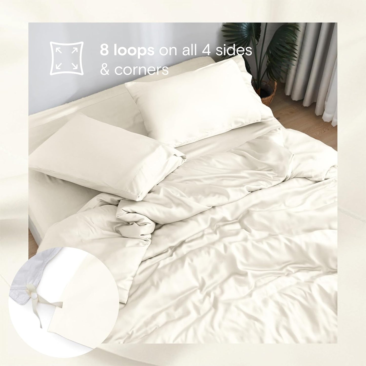 DOZ Duvet Cover Set, 100% Viscose derived from Bamboo, Organically Grown, Buttery Soft, Cooling Duvet Covers, High GSM, 1 Duvet Cover and 2 Pillowcases, 106"x90" (Ivory, King/Cal King)