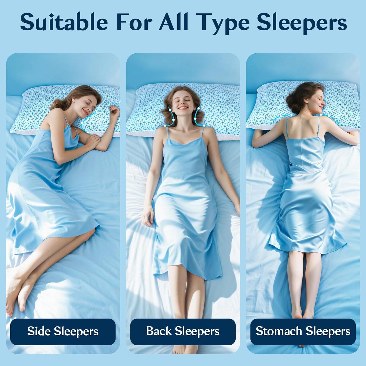 SUPA MODERN Shredded Memory Foam Pillows for Sleeping Queen Size Set of 4 Pack,Adjustable Cooling Bed Pillow for Side Back and Stomach Sleepers with Breathable Washable Cover