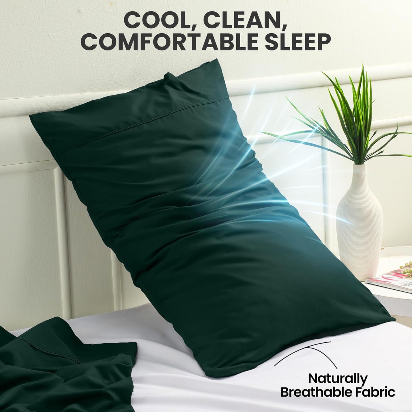 Pillow Covers by Utopia Bedding - Queen Size 2-Pack – Soft Brushed Microfiber – Perfect for Hospitals, Hotels, Guest Rooms – Oeko-TEX Certified, 20x26 Inches (Emerald)