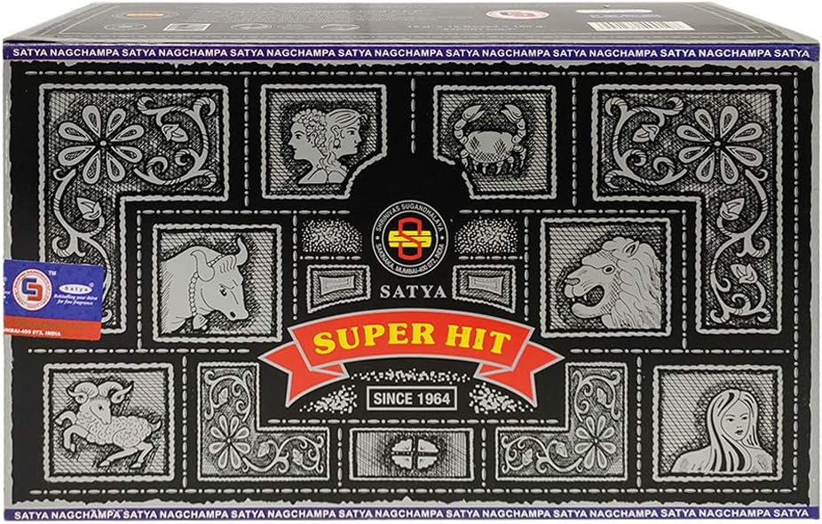 Super Hit Incense Sticks 15g x 12 and Incense Stick Holder Bundle Insence Insense Satya