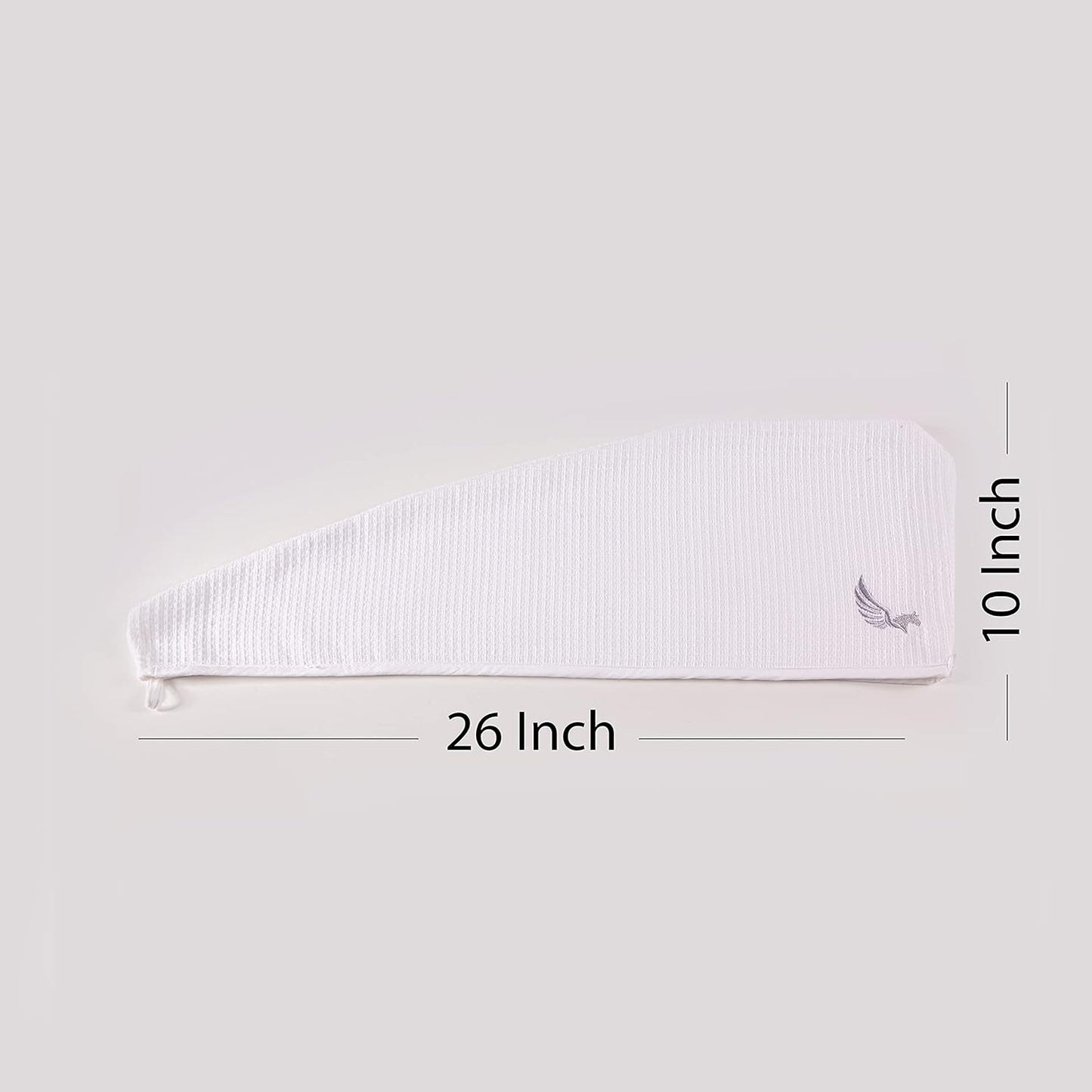 100% Turkish Cotton Hair Towel Wrap for Women,Non Microfiber,Super Absorbent,AntiFrizz,Plopping Hair Drying Waffle Bath Towels for Curly,Long&Thick Hairs,Head Wrap,2 Pack10x26inc (white+white)