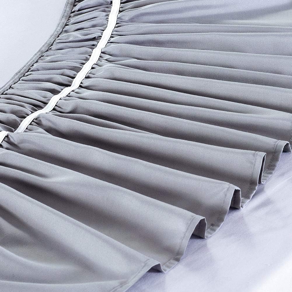 MEILA Wrap Around Bed Skirt Three Fabric Sides Elastic Dust Ruffled 18 Inch Tailored Drop,Easy to Install Fade Resistant-Grey, Queen/King