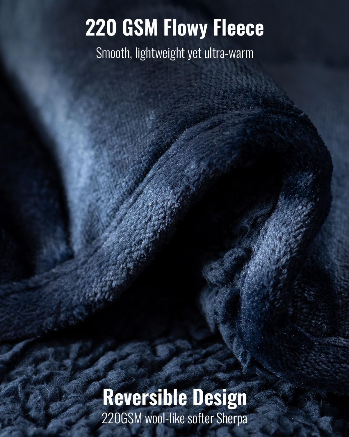 Sivio Weighted Blanket for Adult 15 lbs, Sherpa Heavy Blanket with Soft Flannel Reversible, Extra Warm Cozy Weighted Blanket, 60x80 Inches, Navy Blue