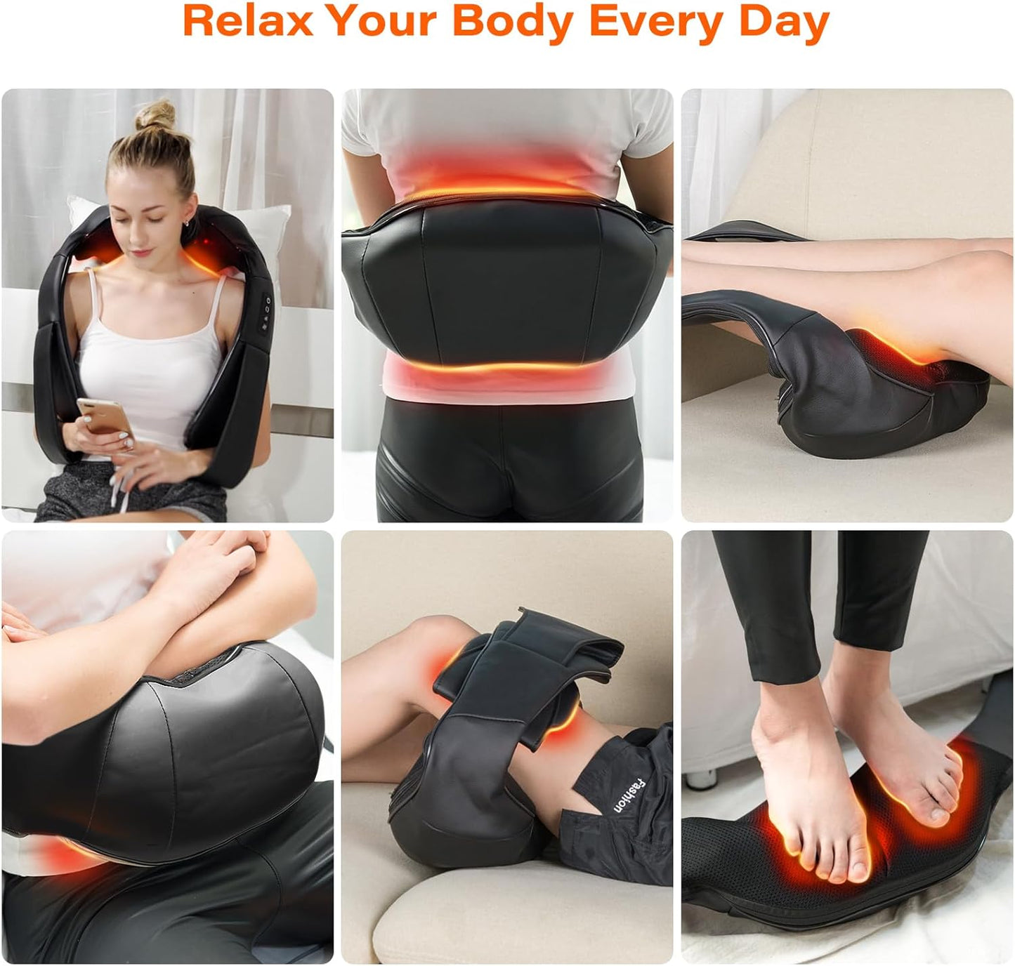 Shiatsu Neck Massager, Back and Neck Massager with Heat, Electric Deep Tissue 3D Kneading Massage Pillow for Back, Shoulder, Muscle Pain Relief, Office & Home & Car Use, Gift for Women and Men