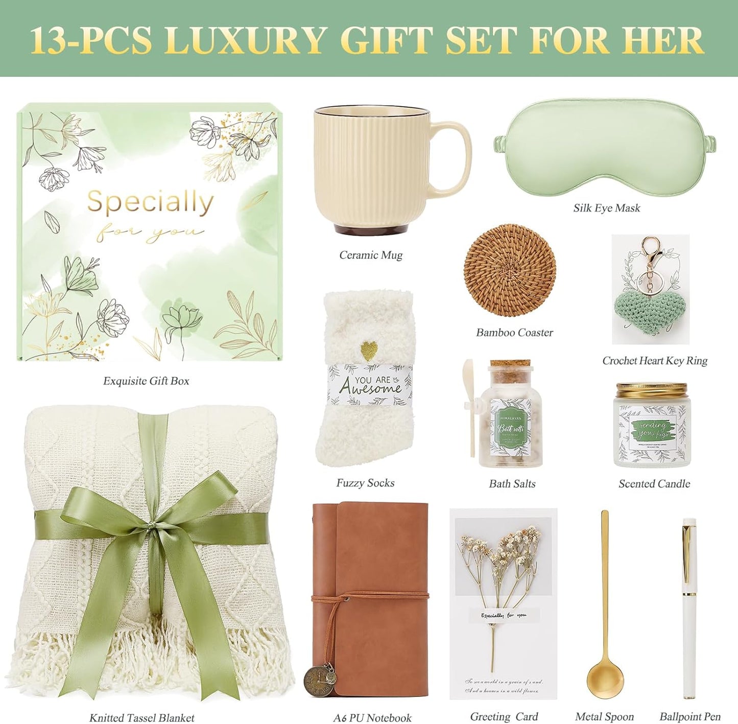 Get Well Gifts for Women Self Care Gift Basket - Birthday Gifts for Women Spa Care Package - Sympathy Inspirational Thinking of You Gift Set for Her Mom Sister Friend Wife Girlfriend (Beige)