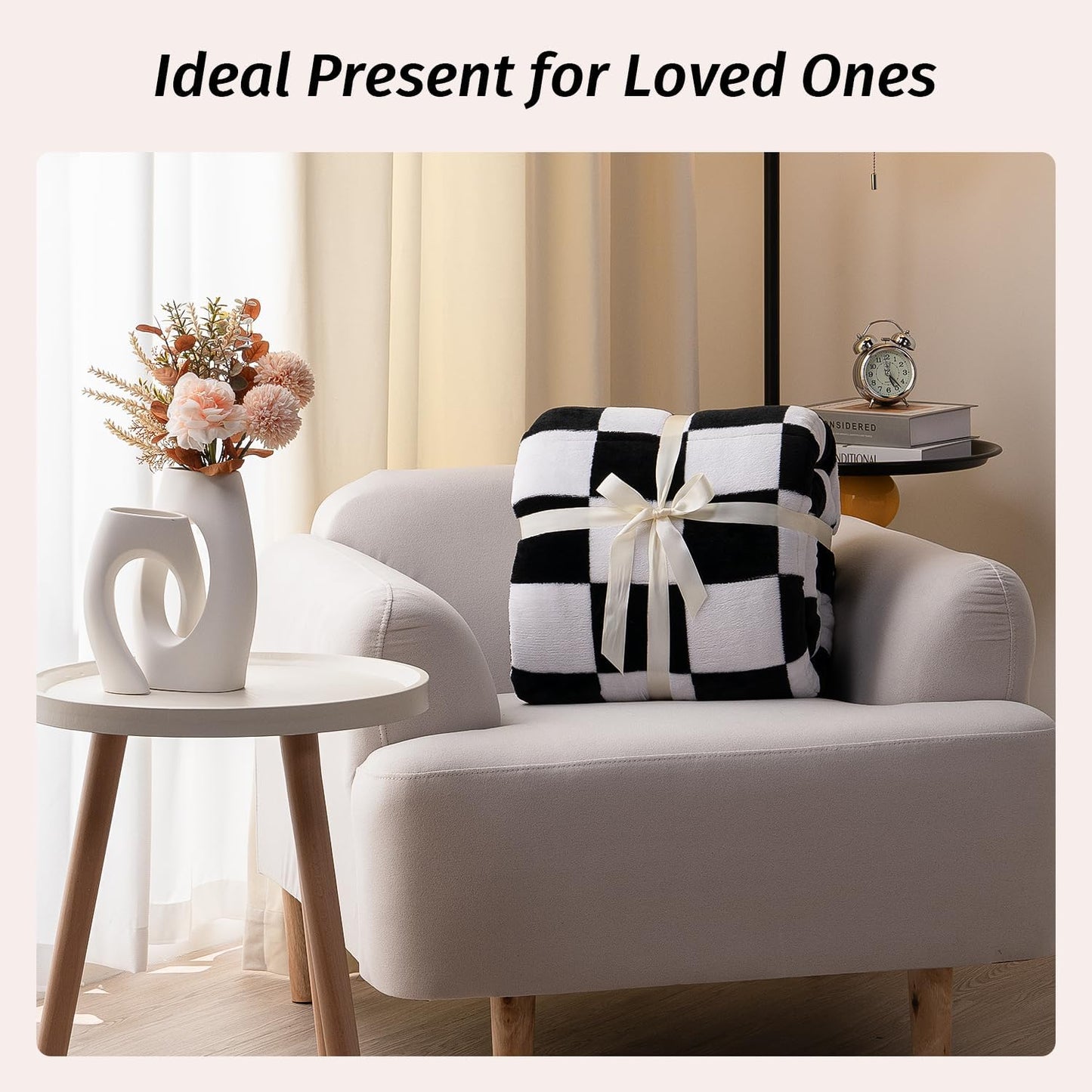 Wemore Flannel Fleece Weighted Blanket for Adult Queen Size 20 lbs, Dual Sided Luxurious Checkerboard Grid Heavy Blankets, Ultra Soft Throw Blanket, Plaid Black, 60 x 80 inches