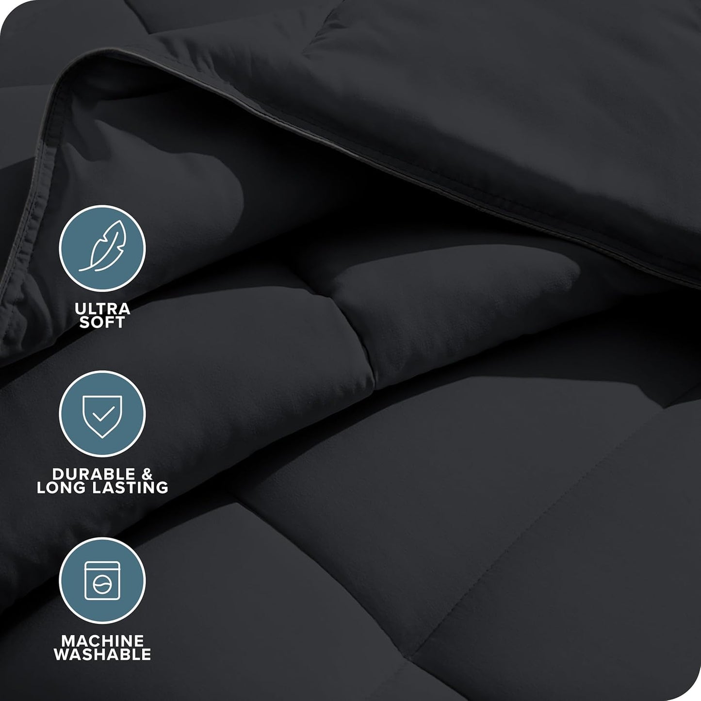 Bare Home Duvet Insert Comforter - Oversized King - Goose Down Alternative - Ultra-Soft - Premium 1800 Series - All Season Warmth - Bedding Comforter (Oversized King, Black)