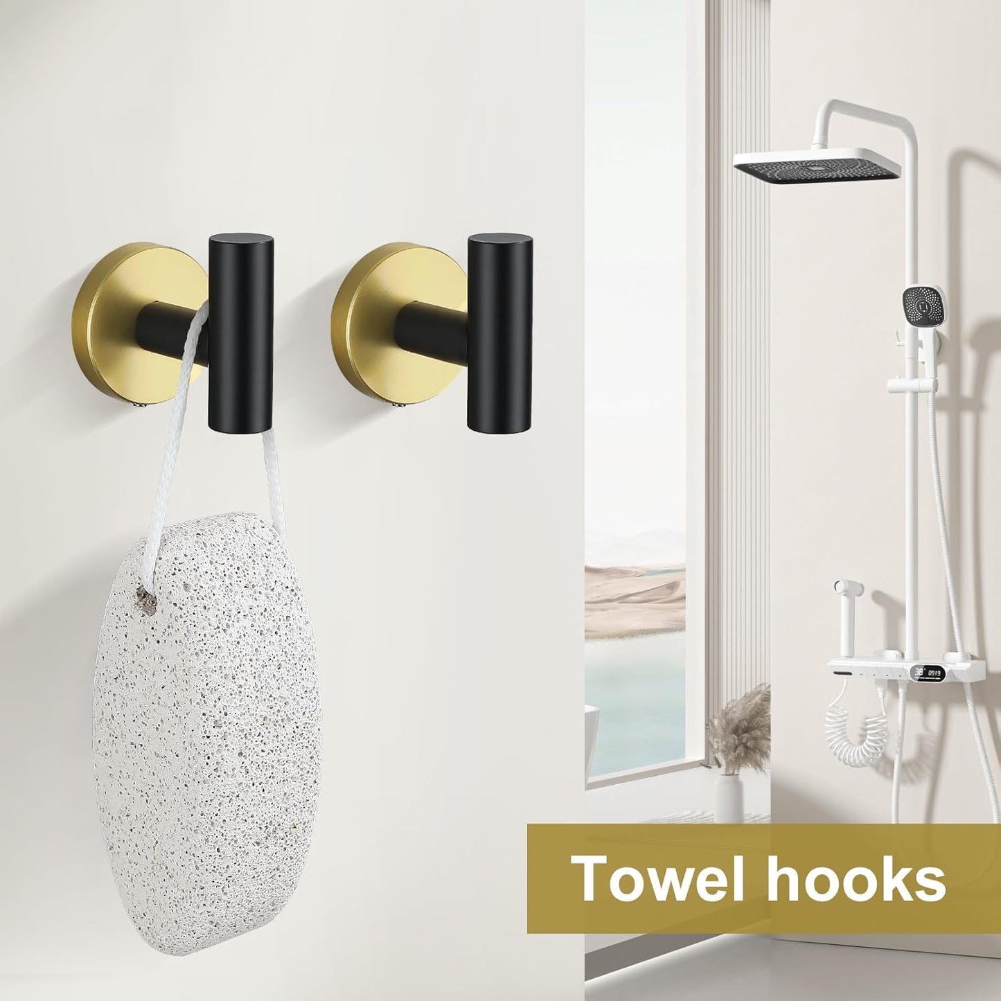 5 Pieces Black and Gold Bathroom Hardware Accessories Set, Upgraded Towel Bar Toilet Paper Holder Towel Racks Set for Bathroom Stainless Steel Wall Mounted 23.6 in