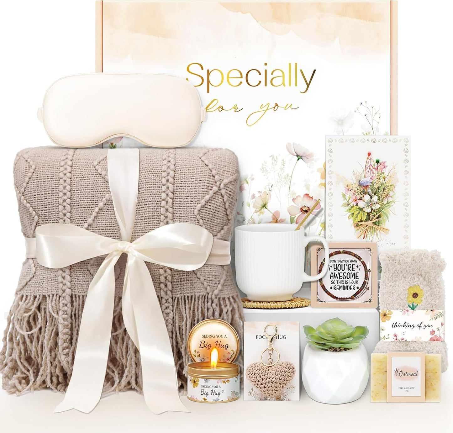 Get Well Gifts for Women Self Care Gifts, Sympathy Gift Baskets Spa Gifts Set, Thinking of You Inspirational Hug in a Box Gifts for Mom Her Friend Sister Wife Girlfriend