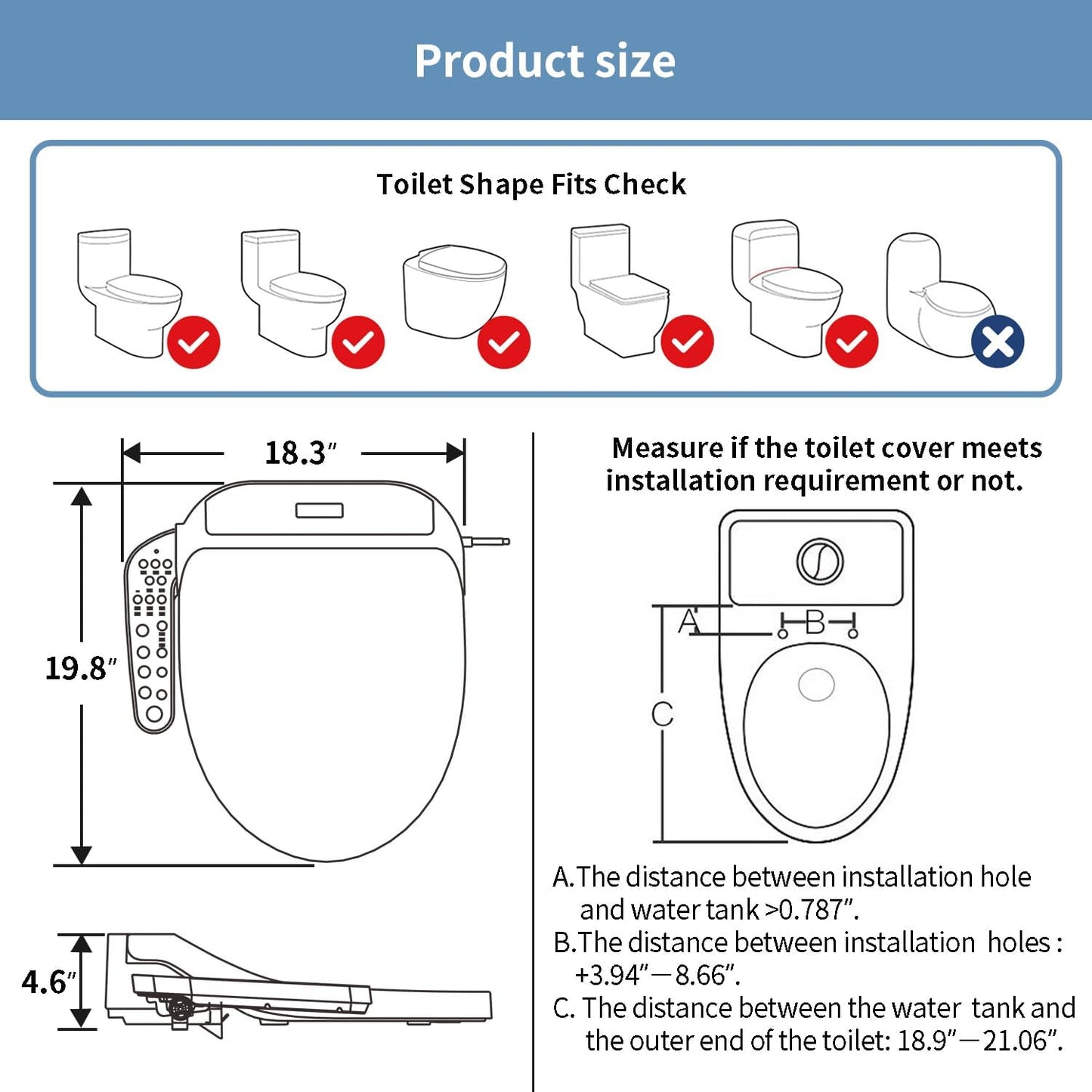 KERDE P30BR Electric Bidet Toilet Seat with Child Seat - Dual Control (Side Panel & Remote), Warm Water Wash, Heated Seat, Warm Air Dryer, LED Night Light, Universal Fit for Elongated Toilets