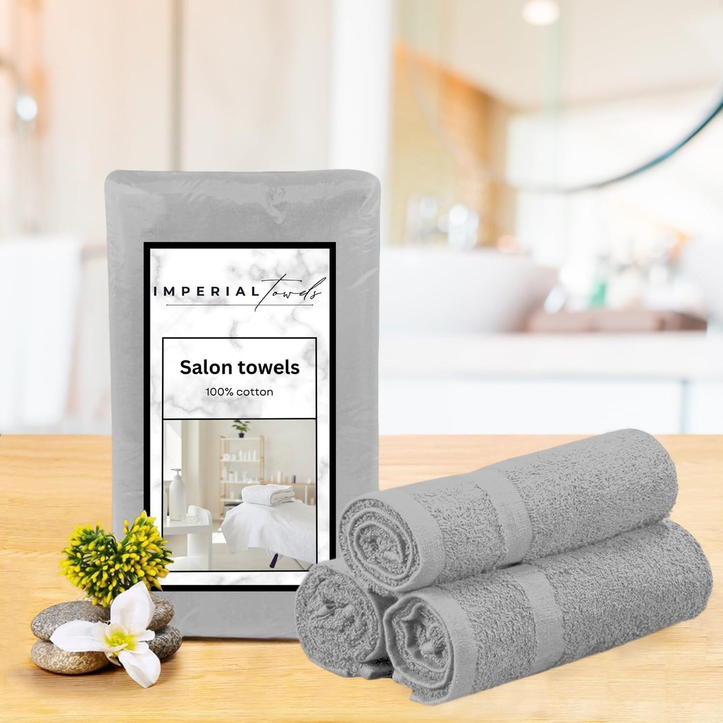 Hand Towels (Pack of 24) Grey Economy Salon Towels - 100% Cotton Spa Towel – 16 x 26 Inches Highly Absorbable, Facial Gym Towel, Hair Towels Face Towel Bulk