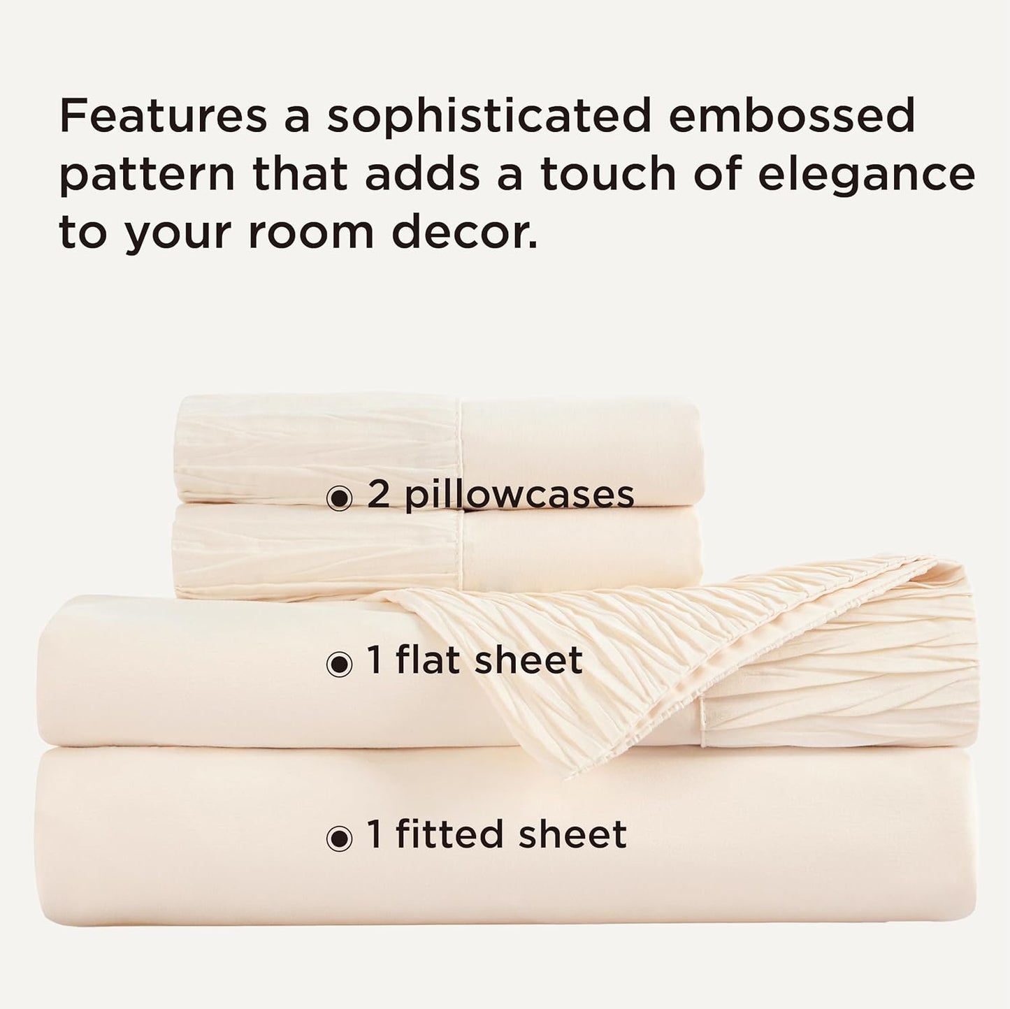 Bedsure Full Size Bed Sheets - 4 Pieces Soft Full Sheet Set - Breathable & Cooling - Hotel Luxury - Easy Care Polyester Microfiber Bedding for Women, Men, Light Beige