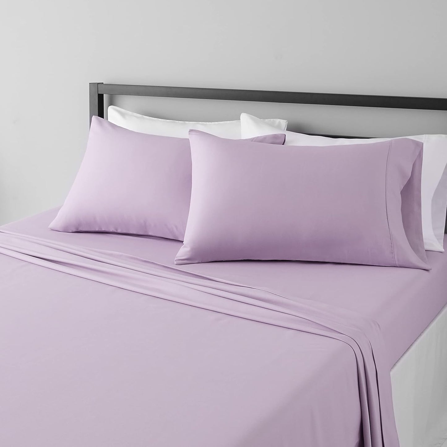 Amazon Basics 4 piece Microfiber Sheet Set, King, Frosted Lavender, Solid