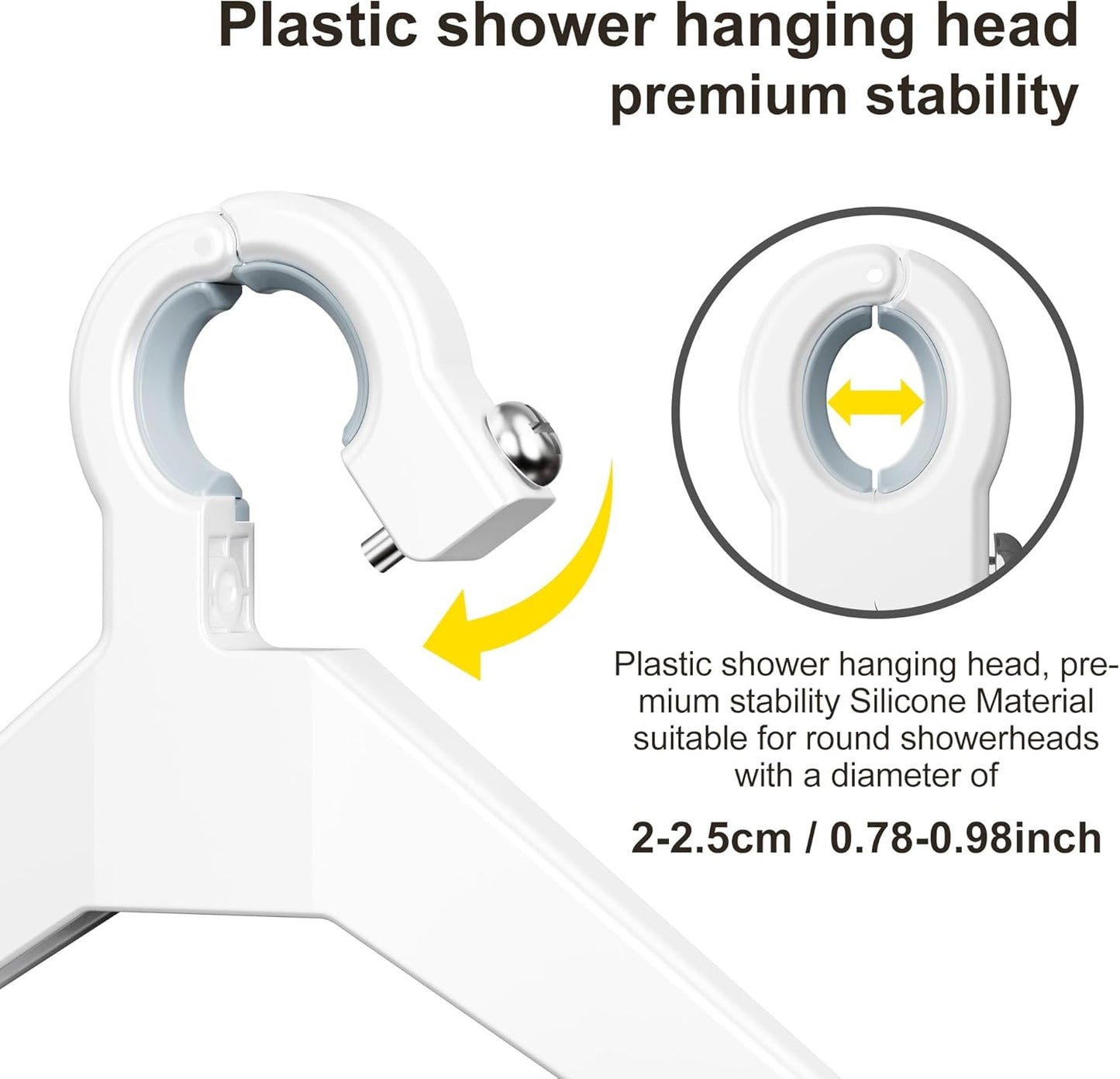 Orimade Adjustable Anti-slip Shower Caddy over Head, Rustproof Bathroom Hanging Shower Organizer with 2 Hooks for Razor, No Drilling Shower Shelves Storage Rack 3 Tier, White