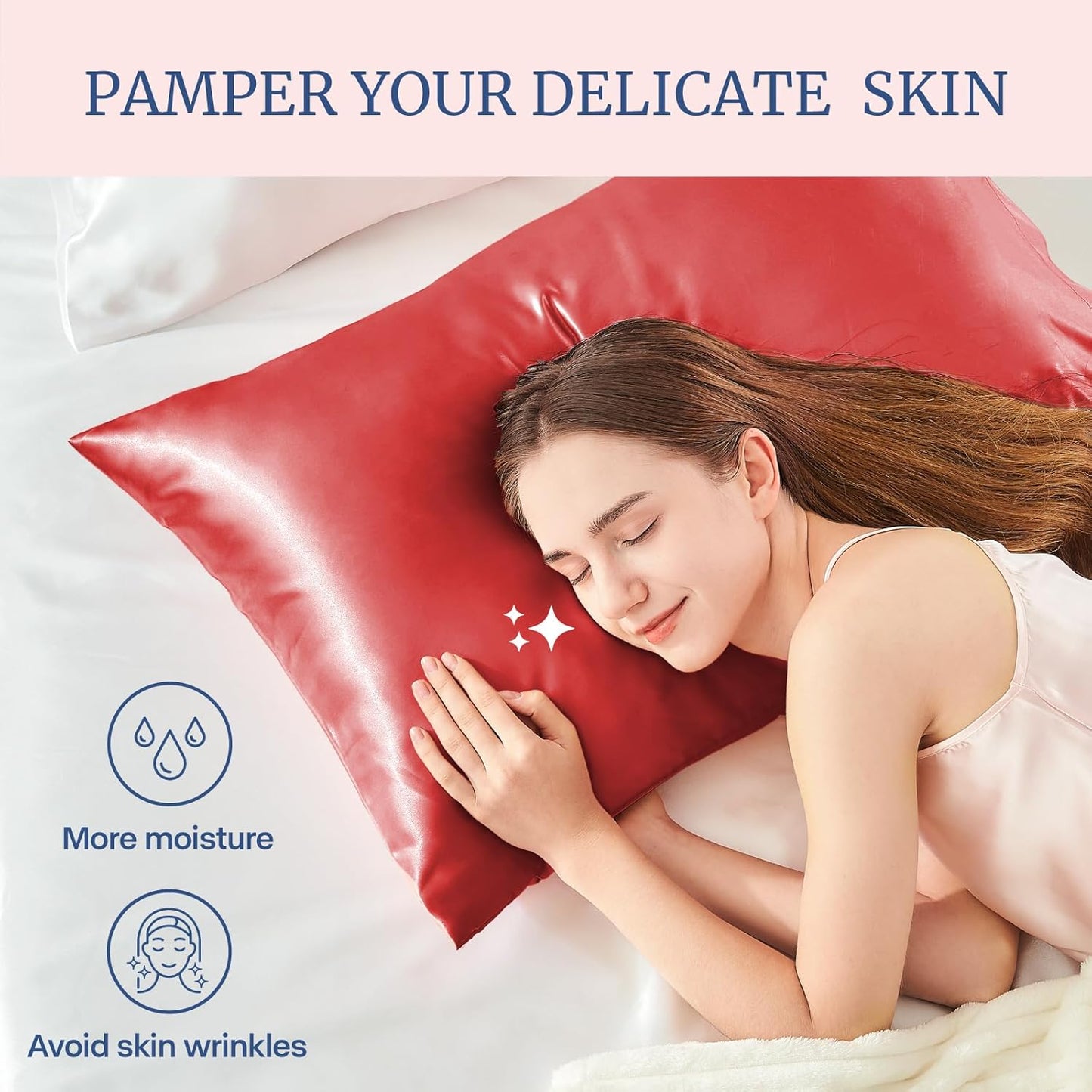 BEDELITE Satin Pillowcase for Hair and Skin, Super Soft Similar to Silk Pillow Cases 4 Pack with Envelope Closure, Cooling Pillowcases for Women Men (20"x36" King Size, Baked Apple)