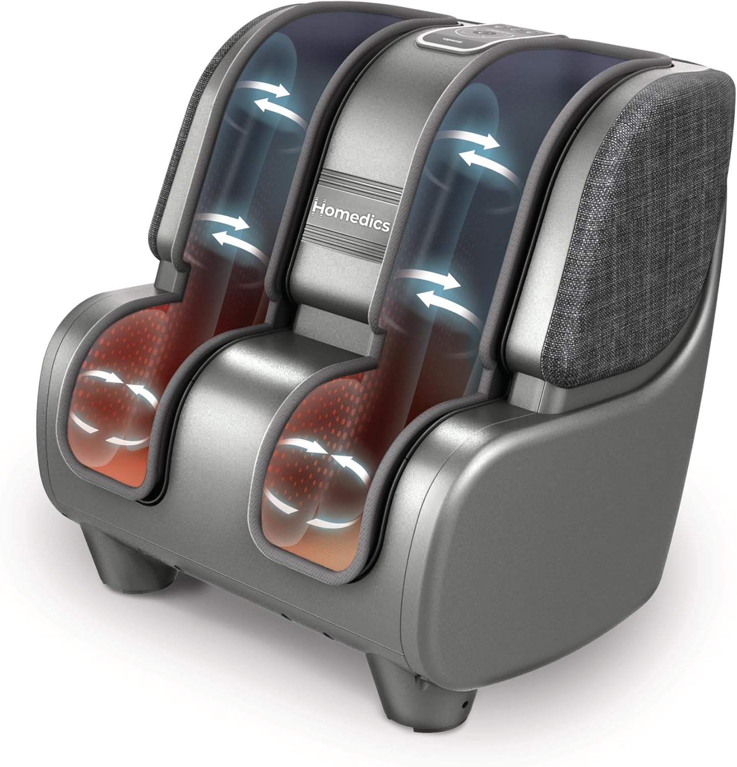 Homedics Deluxe Foot Massager & Calf Massager with Gentle Warmth, Rolling & Compression Massage, Adjustable Tilt, Washable Liners, 4 Programs, 3 Intensity for Muscle Relief and Post-Workout Recovery
