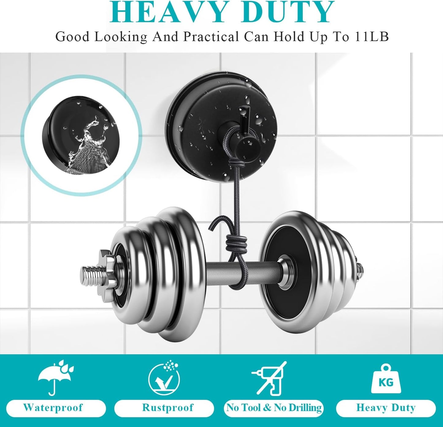 5 Piece Suction Cup Bathroom Accessories Set, Adjustable 12-21 Inches Suction Cup Towel Bar Towel Racks, Robe Towel Hooks Toilet Paper Holder for Glass Shower Door Bathroom Matte Black