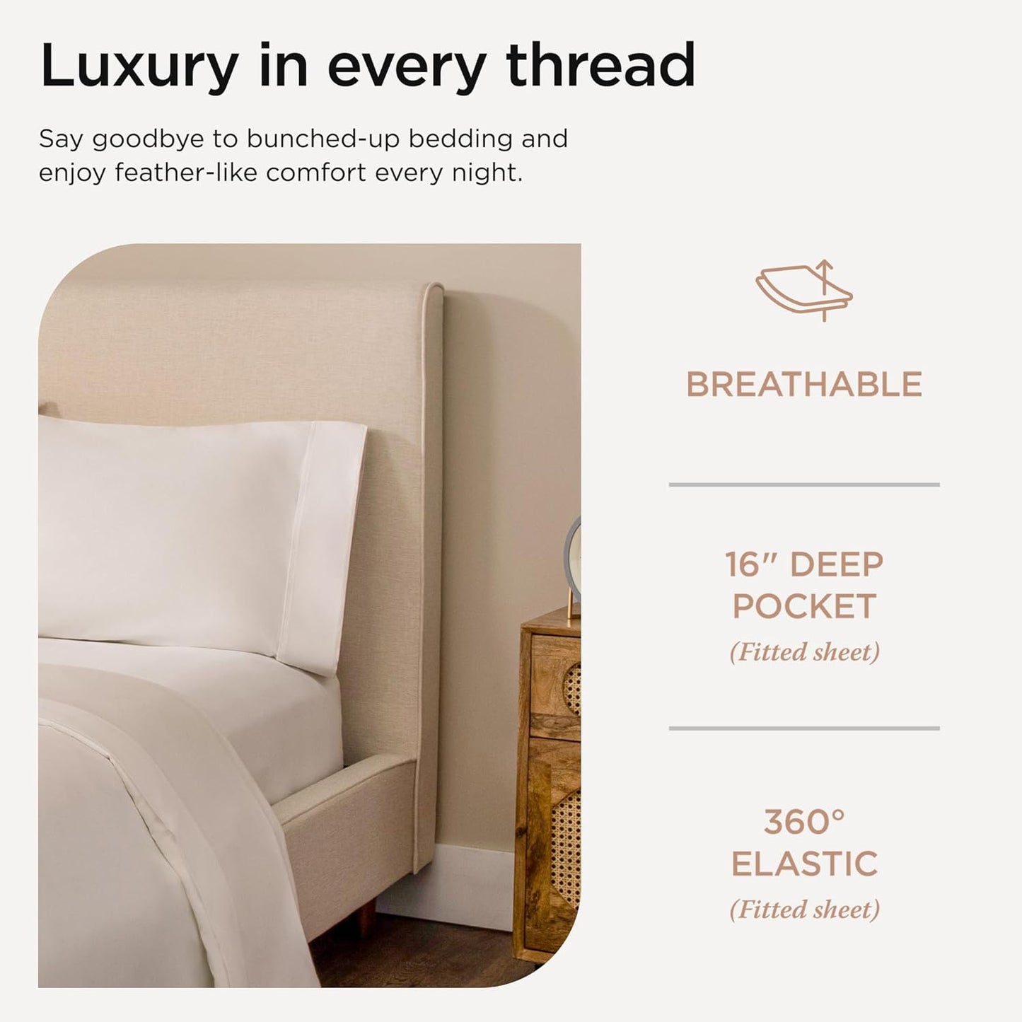 Threadmill Luxury 800 Thread Count Full Size 100% Cotton Sheets - Hotel White Sateen Weave Bed-Sheets, Better Than Egyptian Cotton, 4 Pc Solid Bed Set, Fits 16" Deep Pocket