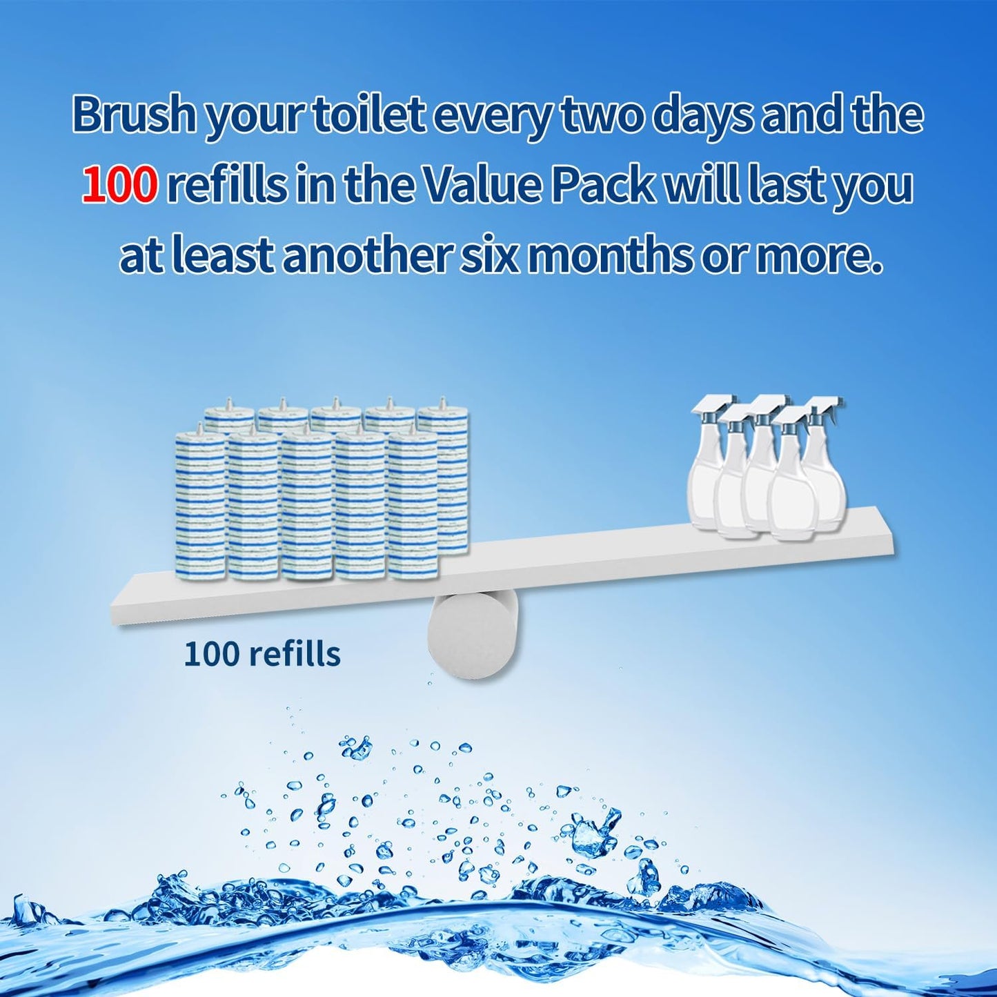 100pc Bulk Toilet Wand Refills - Disposable Toilet Brush Replacement Heads, Pack for Household Cleaning Bathroom cleaners Compatible Heads,washroom mats Brush Cleaning System,Clean Refill Pads.