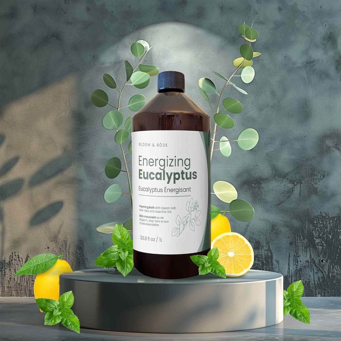 Luxury Foaming Bath - Natural Scented Bubble Bath with Essential Oils and Epsom Salt - Energizing Eucalyptus Scent, 33.8 fl oz / 1L
