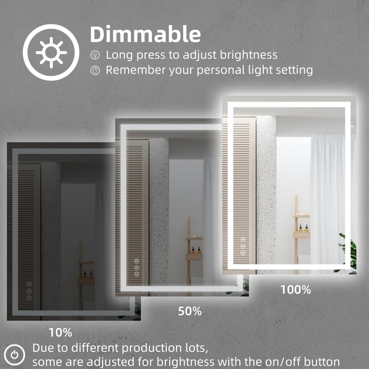 LED Bathroom Mirror with Backlit & Front Light, 48"x24" Anti-Fog, Memory Function, Dimmable Color & Brightness,CRI90+, IP54 Waterproof, Horizontal/Vertical, Wall Mounted