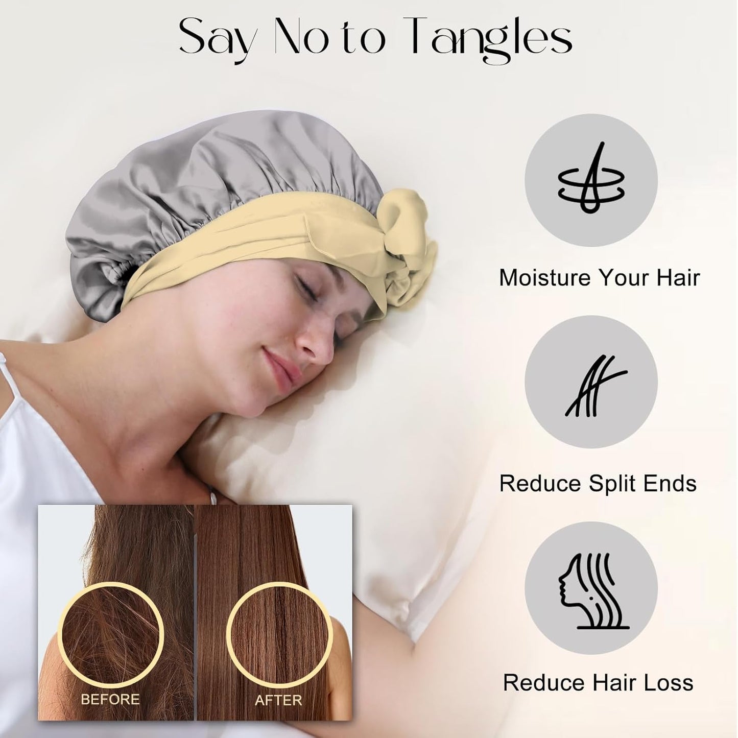 ZIMASILK 100% Mulberry Silk Bonnet for Sleeping Women Double Layer Hair Wrap with Silk Tie Band,1 Pack
