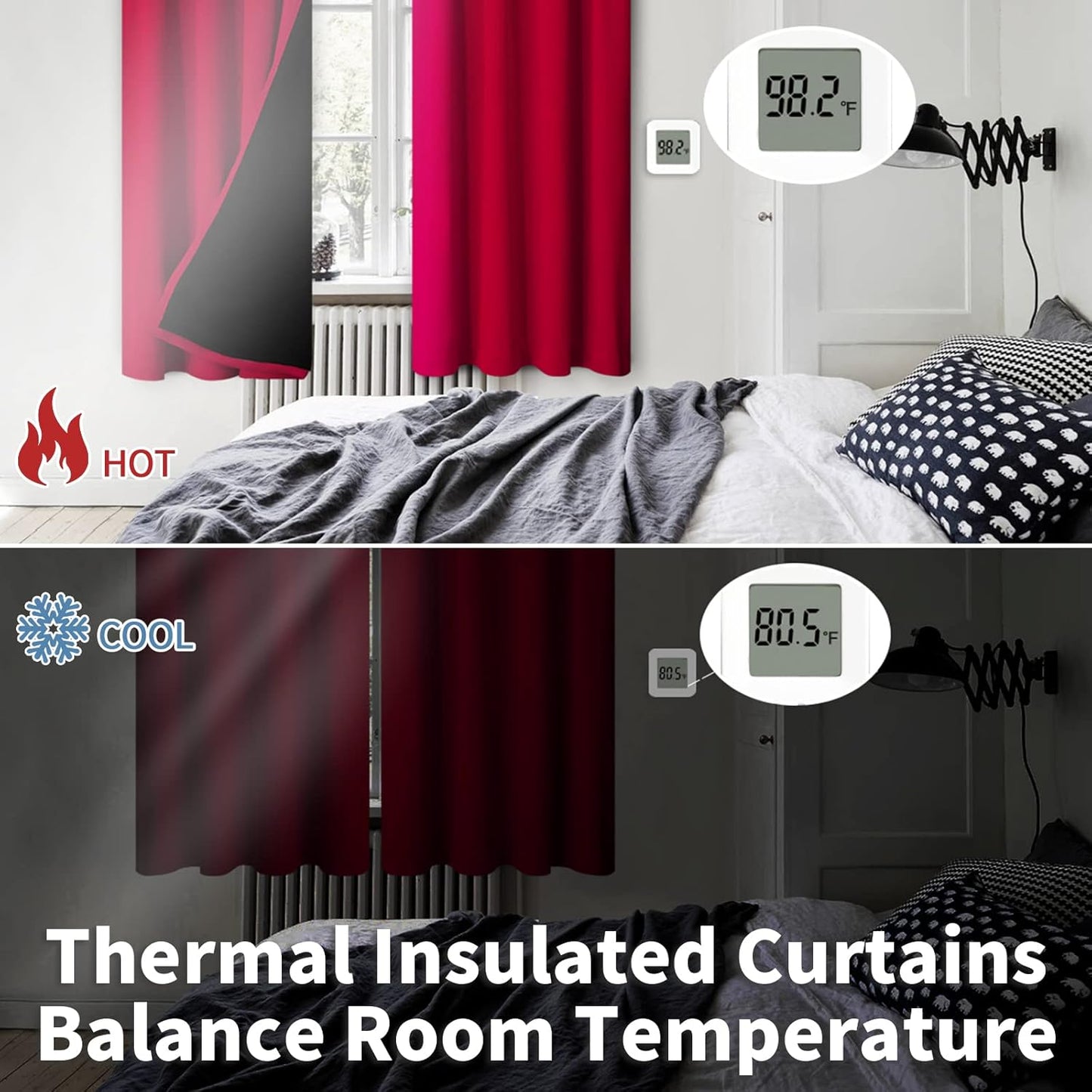 BGment Blackout Curtains for Living Room 72 Inch Long, Thermal Insulated Bedroom Curtains Rod Pocket Full Room Darkening Drapes, Each Window Curtains 2 Panels, 42 Wide, Red