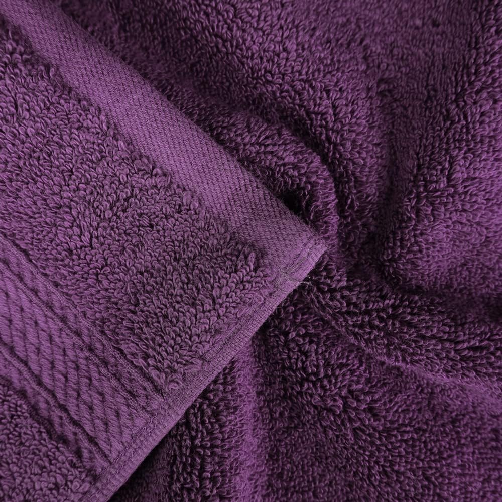 Superior Egyptian Cotton Pile Face Towel/Washcloth Set of 6, Ultra Soft Luxury Towels, Thick Plush Essentials, Absorbent Heavyweight, Guest Bath, Hotel, Spa, Home Bathroom, Shower Basics, Plum