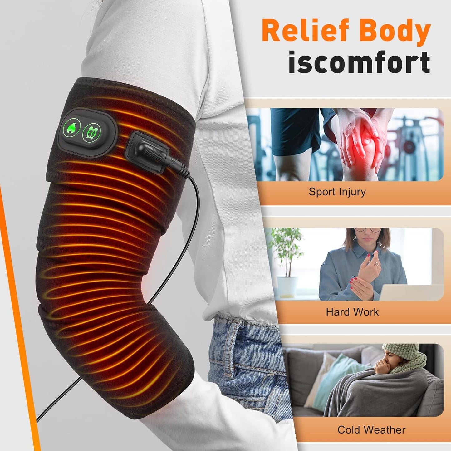 Arm Heating Pad, Extra Long Electric Heating Strap, Heated Wrap Around Wrist Brace, for Hand, Arm, Knee, Ankle, 4 Heat Levels & 3 Auto-Shutoff Timers, with 78" Long Power Cord