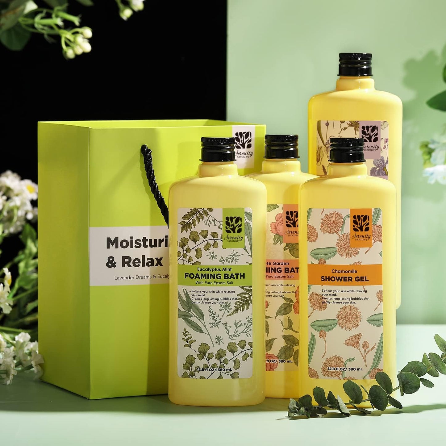 Bubble Bath for Women Adults, Scented Bubble Bath Gift Set for Women, 51.2 fl oz (Pack of 4), with Shower Gel, Ladies Foaming Bath Variety, Mother's Day Gift for Mom