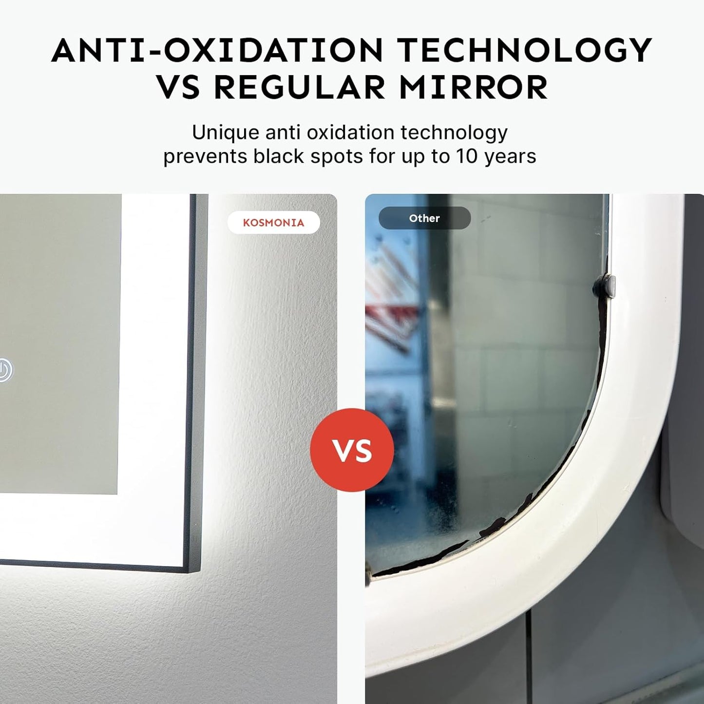 36x60'' LED Bathroom Mirror w/Light, Aluminum Frame, Dimmable Front & Backlit, Anti-Fog, Distortion Free, Light Memory, Tempered & Shatter-Proof Wall Mounted Vanity Silver Coating Mirror